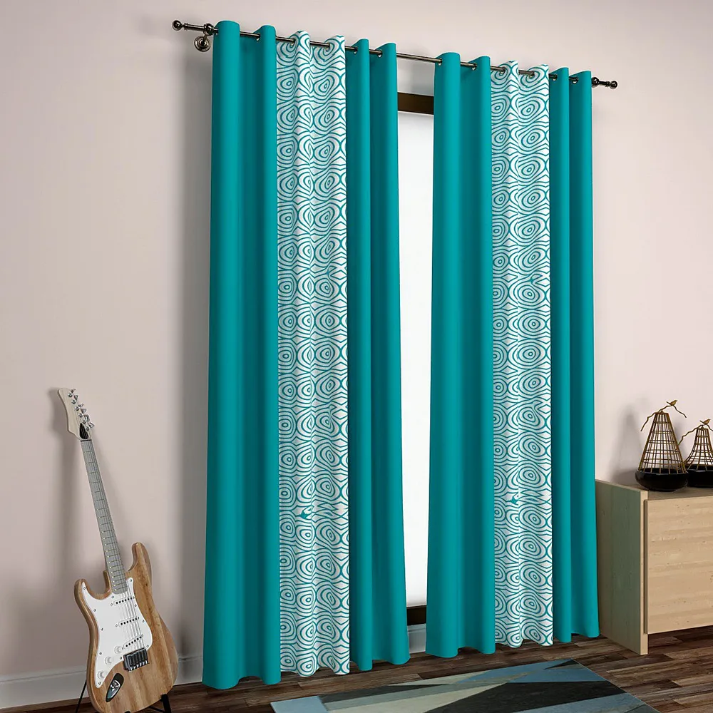 Turquoise Spiral Designer Layered Door Curtain