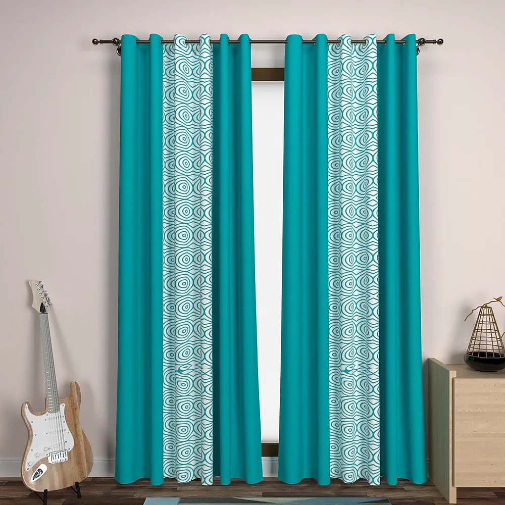 Turquoise Spiral Designer Layered Door Curtain