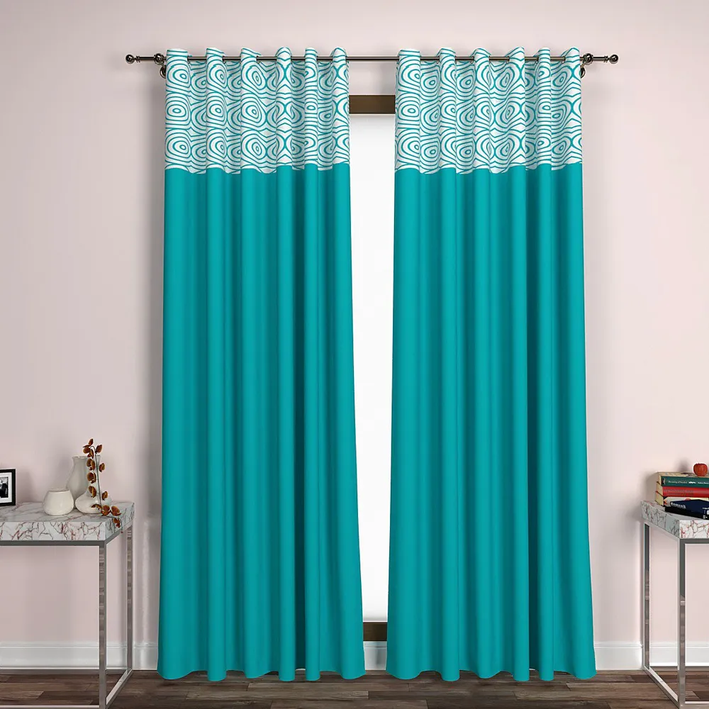 Turquoise Spiral Semi- Designer  Window Curtain