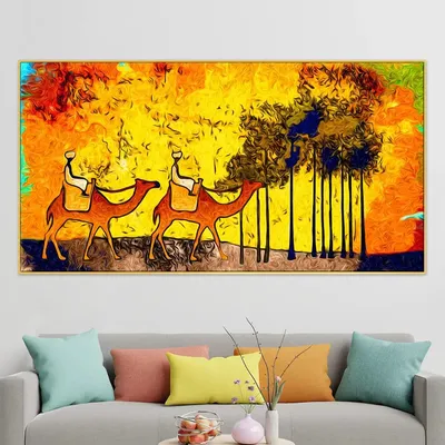 Two Riding Camels Canvas Printed Painting