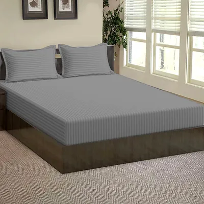 Ultra-Soft Cotton Queen-Size Bed Fitted Bedsheet With 2 Pillow Covers (Available in Multiple Colours)