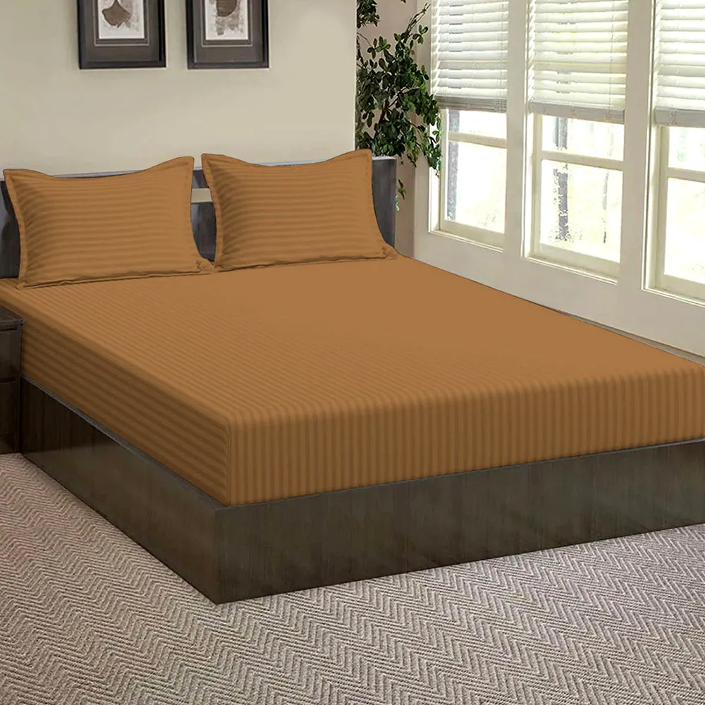 Ultra-Soft Cotton Queen-Size Bed Fitted Bedsheet With 2 Pillow Covers (Available in Multiple Colours)
