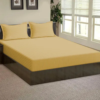Ultra-Soft Cotton Twin Bed Solid Fitted Bedsheet With 2 Pillow Covers (Available in Multiple Colours)
