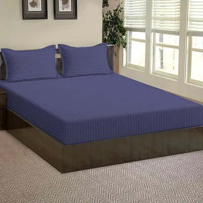 Ultra-Soft Cotton Twin Bed Solid Fitted Bedsheet With 2 Pillow Covers (Available in Multiple Colours)