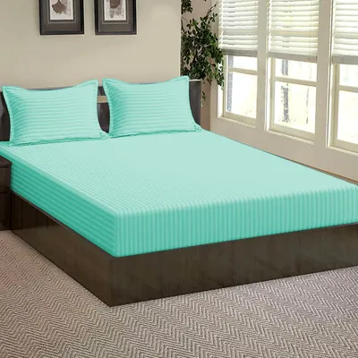 Ultra-Soft Cotton Twin Bed Solid Fitted Bedsheet With 2 Pillow Covers (Available in Multiple Colours)