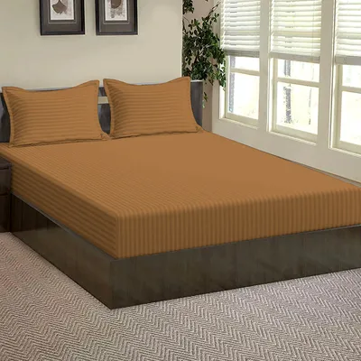 Ultra-Soft Cotton Twin Bed Solid Fitted Bedsheet With 2 Pillow Covers (Available in Multiple Colours)