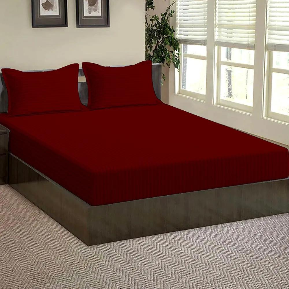 Ultra-Soft Cotton Twin Bed Solid Fitted Bedsheet With 2 Pillow Covers (Available in Multiple Colours)