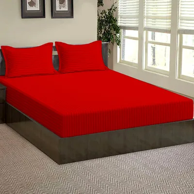 Ultra-Soft Cotton Twin Bed Solid Fitted Bedsheet With 2 Pillow Covers (Available in Multiple Colours)