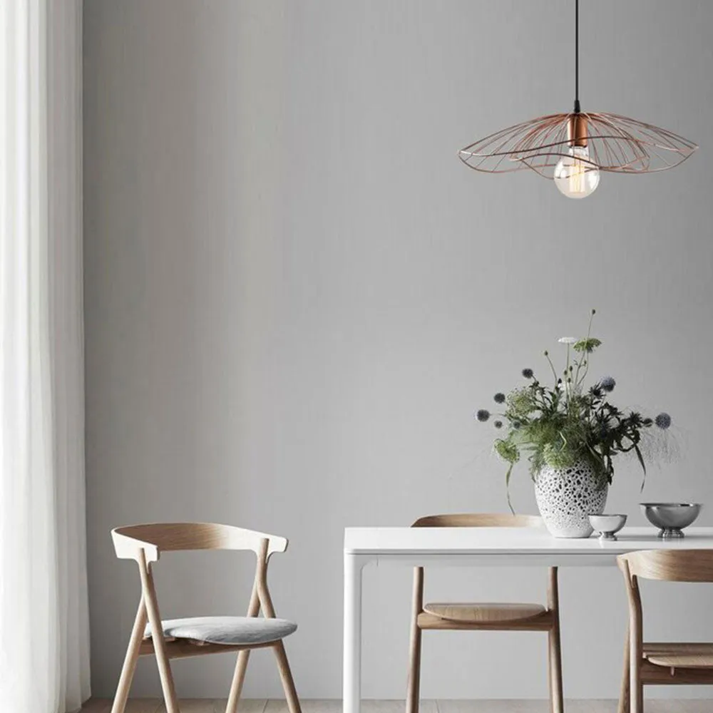 Umbrella Patterned Matte Gold Hanging Lamp