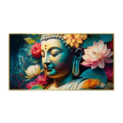 Vibrant Abstract Buddha Statues Canvas Art