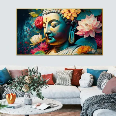 Vibrant Abstract Buddha Statues Canvas Art