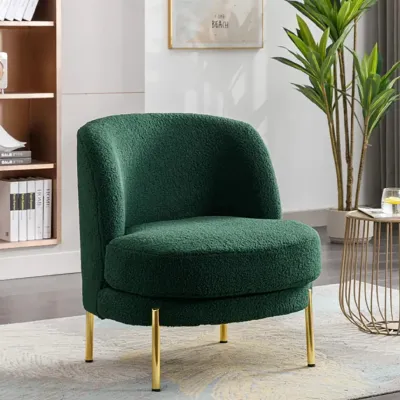 Vibrant Green Fabric Slipper Accent Chair
