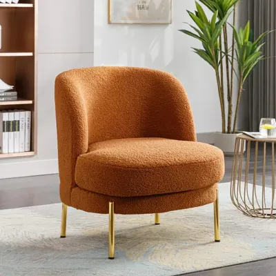 Vibrant Orange Fabric Slipper Accent Chair