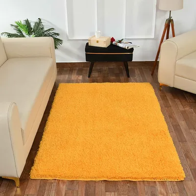 Vibrant Yellow Solid Soft Feel Anti-Skid Hand Tufted Cotton Carpet