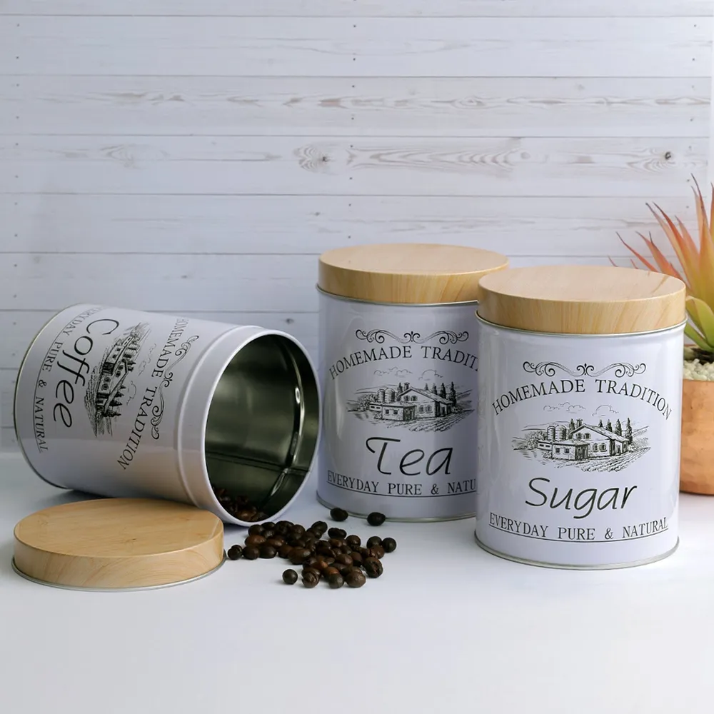 Vintage Aura Traditional Round Storage Canisters Set Of 3
