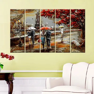 Vintage Couple Modern Art  5 Pieces Canvas Print Wall Painting