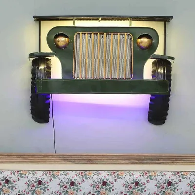 Vintage Jeep Front Decorative Backlit Metal Art