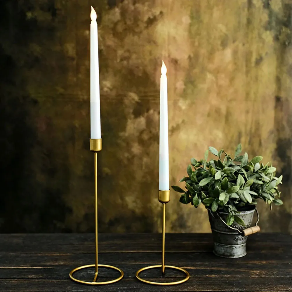 Vintage Long Golden Candle Stick Holder Set Of 2