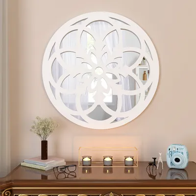 Vintage Mandala Design Wooden Decorative Wall Mirror (Available in Multiple Finishes)