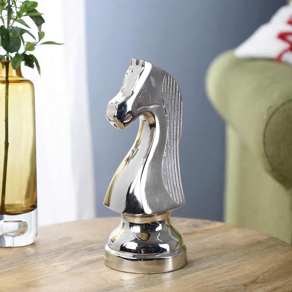 Vintage Silver Chess Horse Table Decor- Large