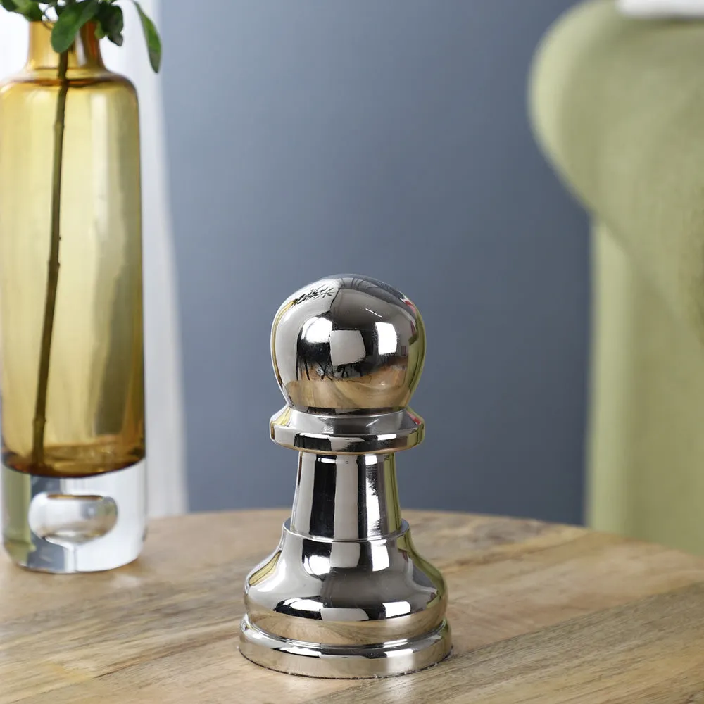 Vintage Silver Chess Pawn Table Decor- Large