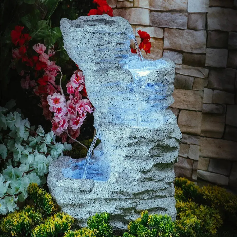 White-Coloured Solid Rock Cavern Water Fountain