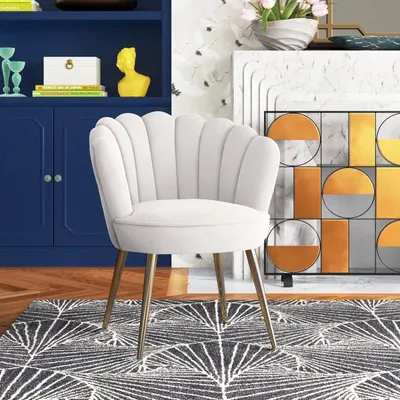 White Crafted Shell Designer Lounge Chair