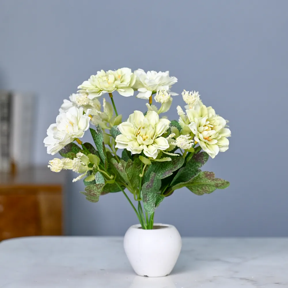 White Decorative Artificial Jasmine With Pot
