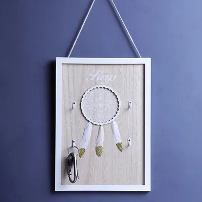 White Designer Dream Catcher Key Holder Frame