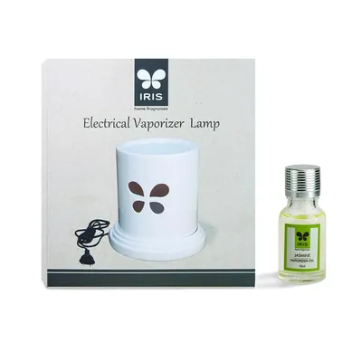 White Electric Vaporizer With Aroma Oil (Lemon Grass /  Lavender / Jasmine / Apple Cinnamon / Sandalwood /Amber Rose)