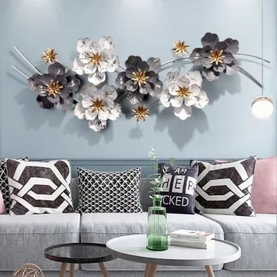 White & Grey Pretty Florals Metal Wall Art