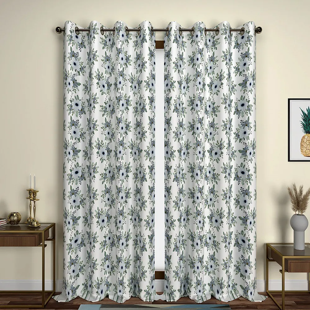 White Wild Flowers Designer Door Curtain