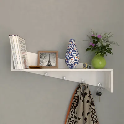 White Wood Modern Touch Wall Shelf/Wall Hanger