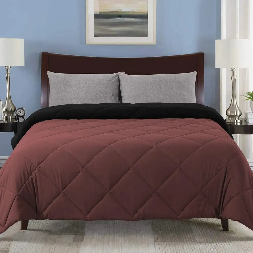 Wine &amp; Black Quilted Single Bed Comforter