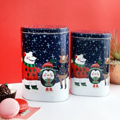 Winter Animal Family Cute Storage Box Set Of 2