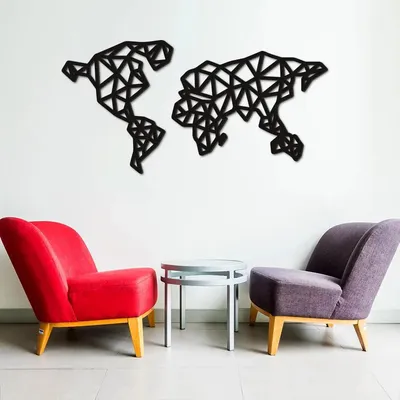 World Map in Black color Design Wooden Wall Hanging