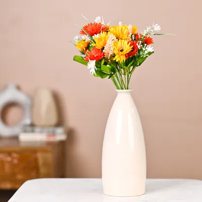 Yellow &amp; Orange Vibrant Artificial Daisies Set Of 2