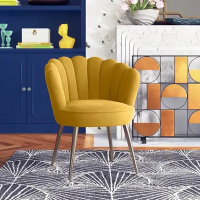 Yellow Crafted Shell Designer Lounge Chair