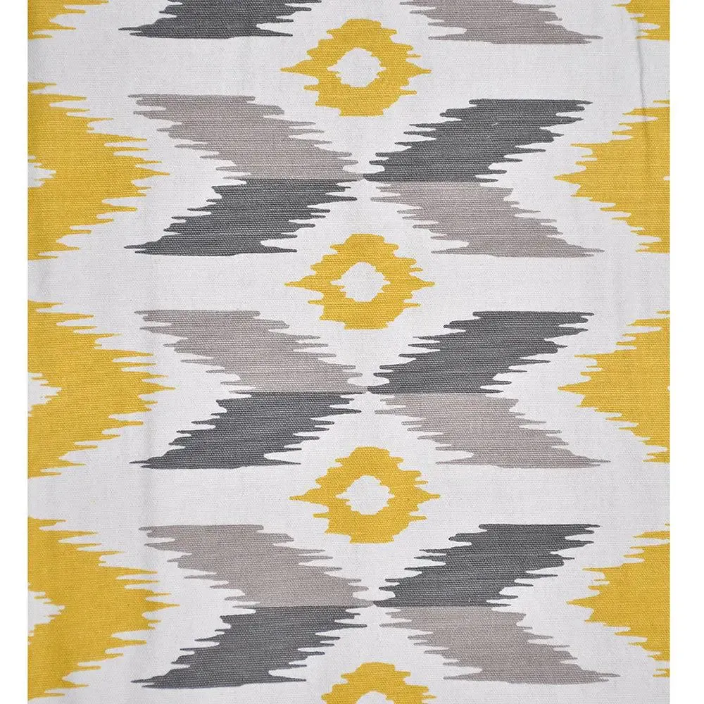 Yellow & Grey Abstract Designer Cotton Table Runner