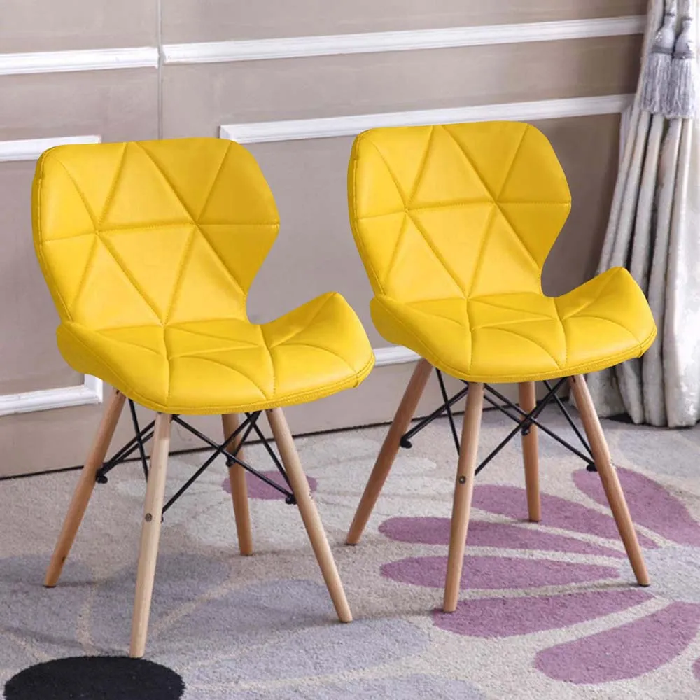 Yellow Leatherette Contemporary Accent Chair Pack of 1 &amp; 2