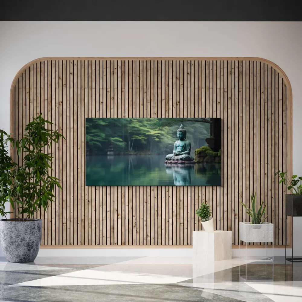 Zen Waterscape Buddha Canvas Wall Painting