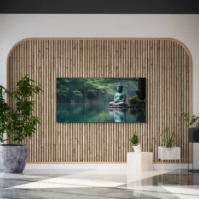 Zen Waterscape Buddha Canvas Wall Painting