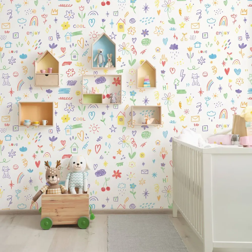 WallMantra Premium Colorful Doodle Daydream Wallpaper