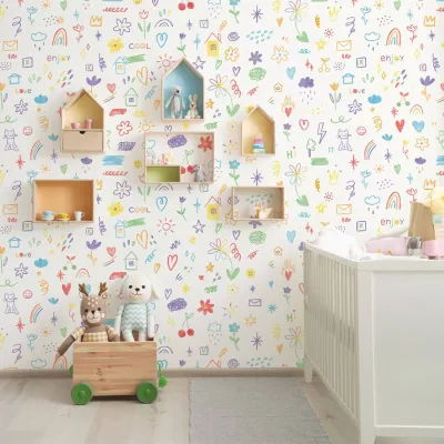 WallMantra Premium Colorful Doodle Daydream Wallpaper